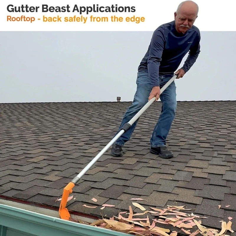 Easy To Use Gutter Cleaning Hook Compatible for 3/4In Broom Handles And Extension Poles For Drain Maintenance JOMD