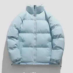 Abrigo de algodón con cuello levantado para hombres y mujeres, Abrigo acolchado de algodón grueso con cuello alto, manga larga, bolsillos laterales sueltos