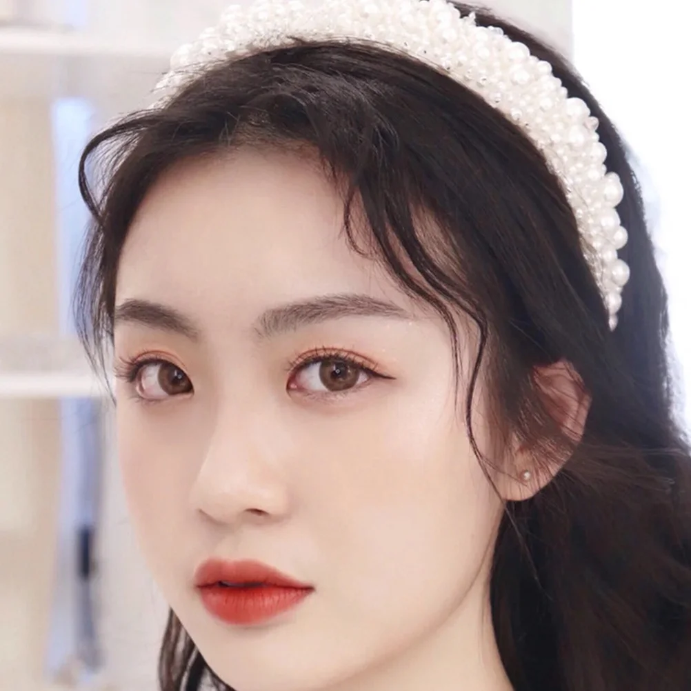 

1Pcs Delicate Hair Band Rhinestone Pearl Decor Simple Elegant Women Hair Hoop Chic Headband Women Headdress Gorgeous Headband