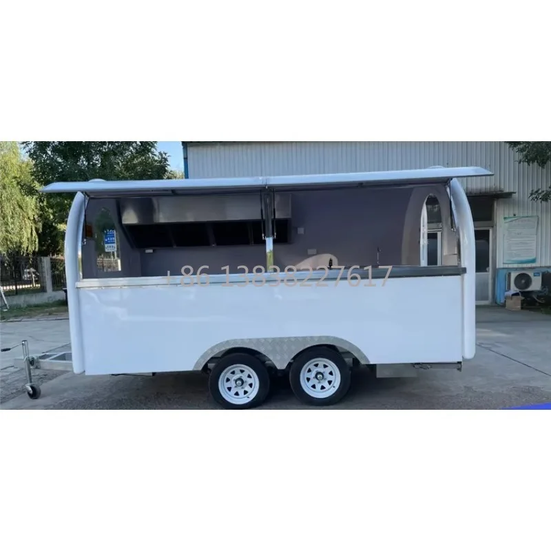 Custom Products Customized Size Fast Food Trailer | Fully Equipped Cooking Equipment | Mobile Food Truck with Full Sticker