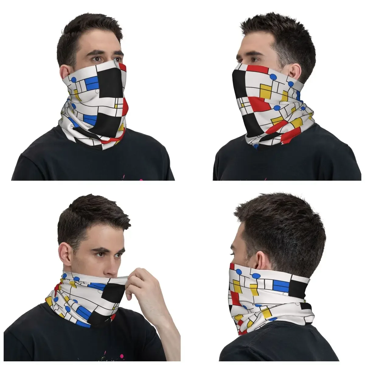 Piet Mondrian Abstract Squares Lines Bandana Neck Cover Printed Motorcycle Balaclavas Wrap Scarf Cycling Hiking Adult Breathable