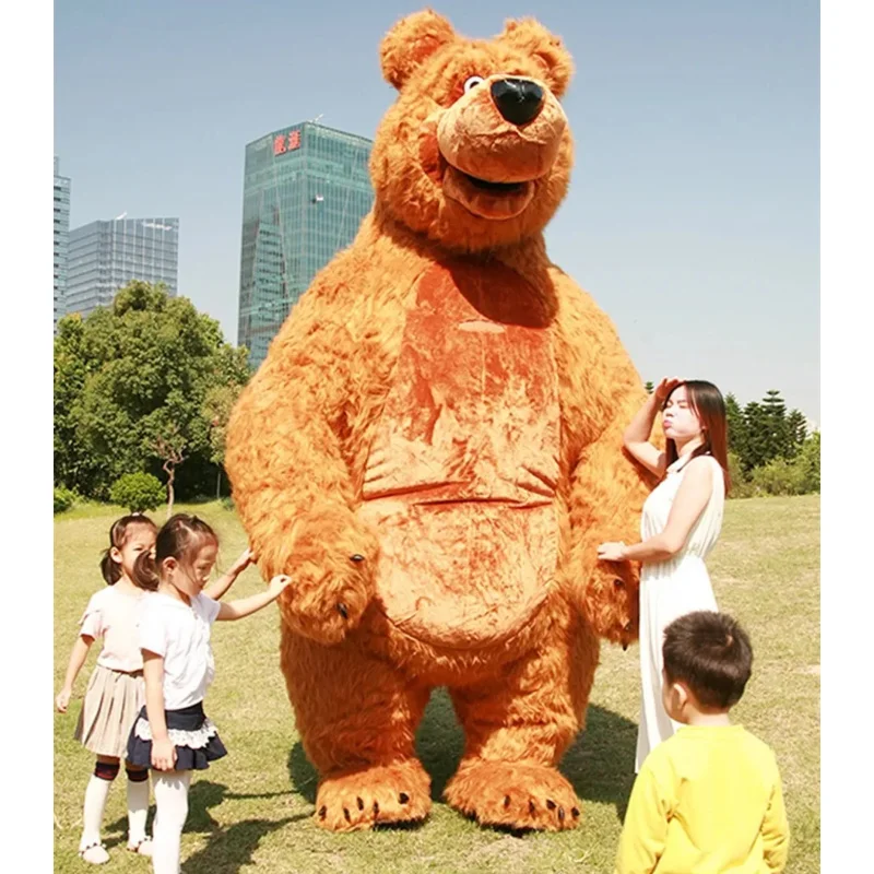 300cm Inflatable Cute Furry Plush Bear Cartoon character Mascot Costume Advertising Ceremony Fancy Dress Party Animal carnival