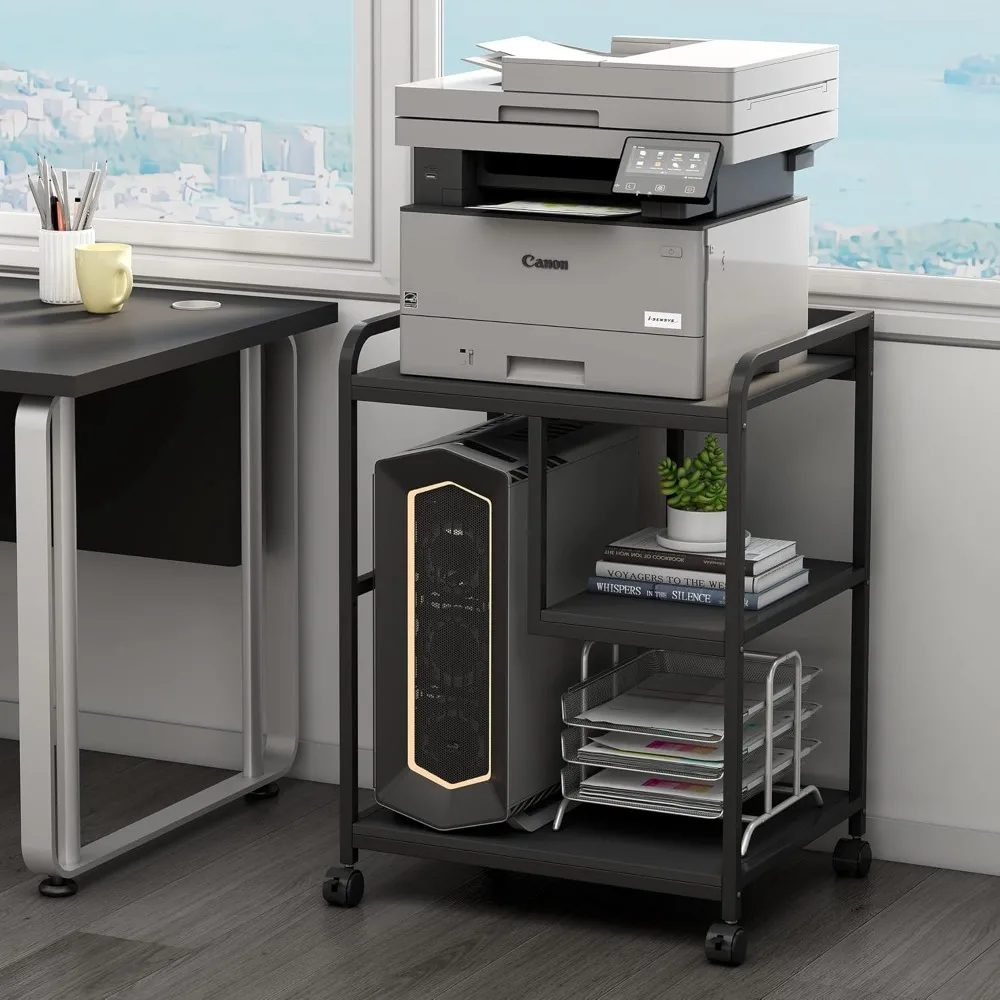 

Printer Stand with Storage Shelf for Home Office Organization, 22 x 18 Inch Large Printer Table with Wheels, Shredder Stand, CPU