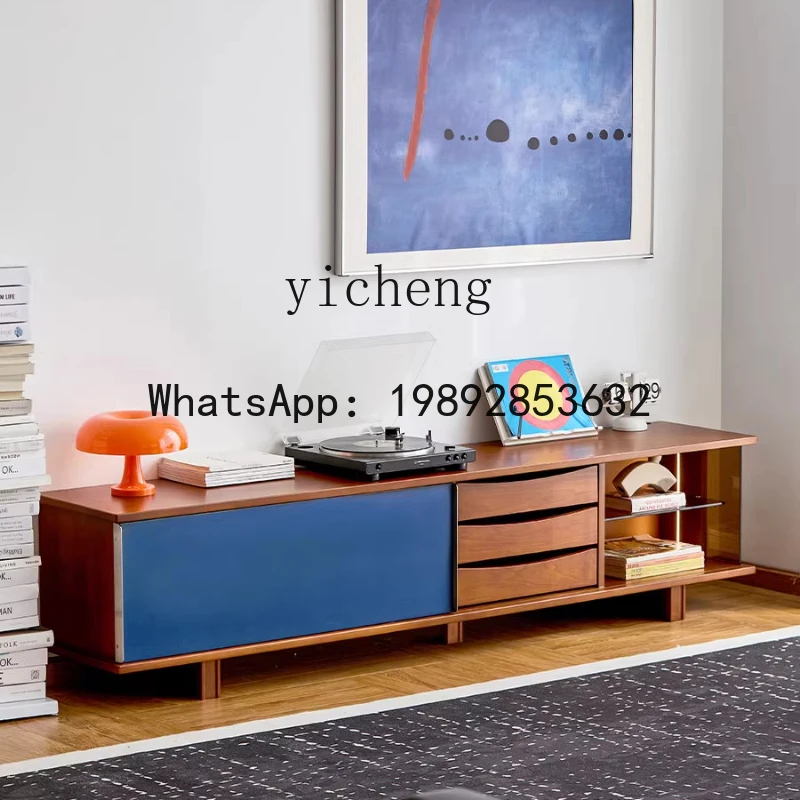 retro solid wood TV cabinet antique locker household audio-visual cabinet color matching integrated cabinet