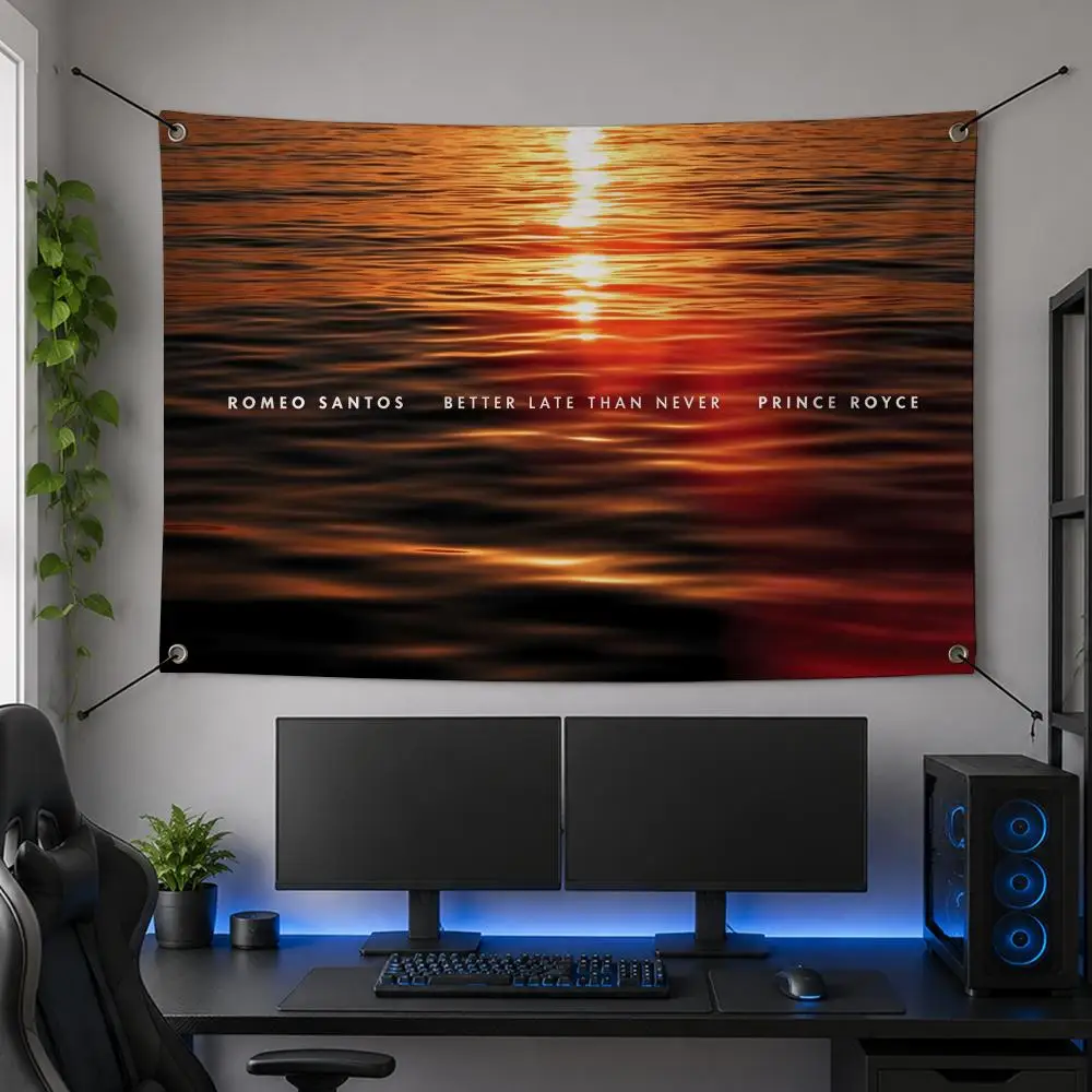 Singer R-Romeo Santos Better Late Than Never Flags Flag Banner for Bedroom Dorm Party Home Living Room Game Room Gift