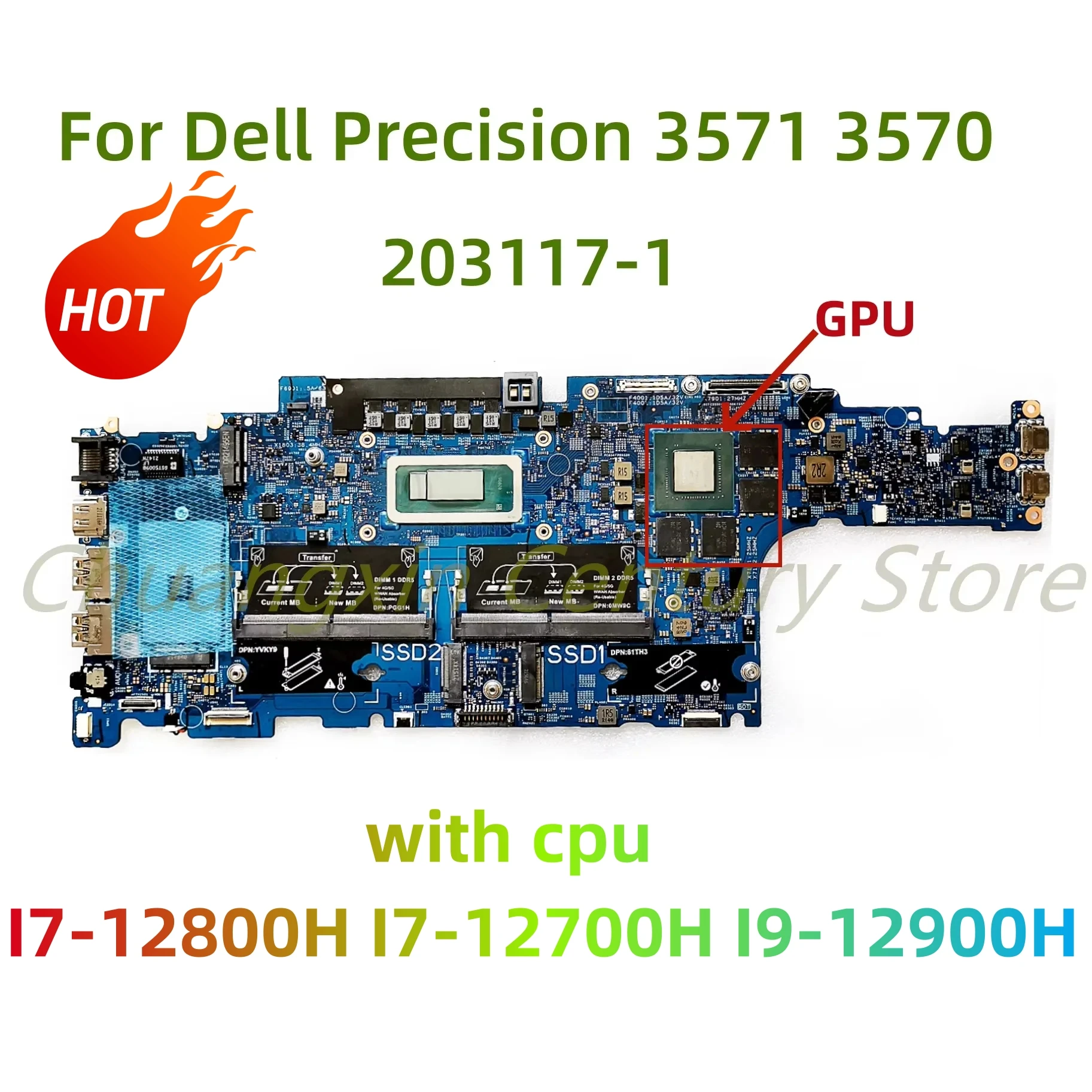 

203117-1 материнская плата для ноутбука Dell Latitude Precision 3571 3570 с процессором I7-12800H I7-12700H I9-12900H и графическим процессором, 100% тест