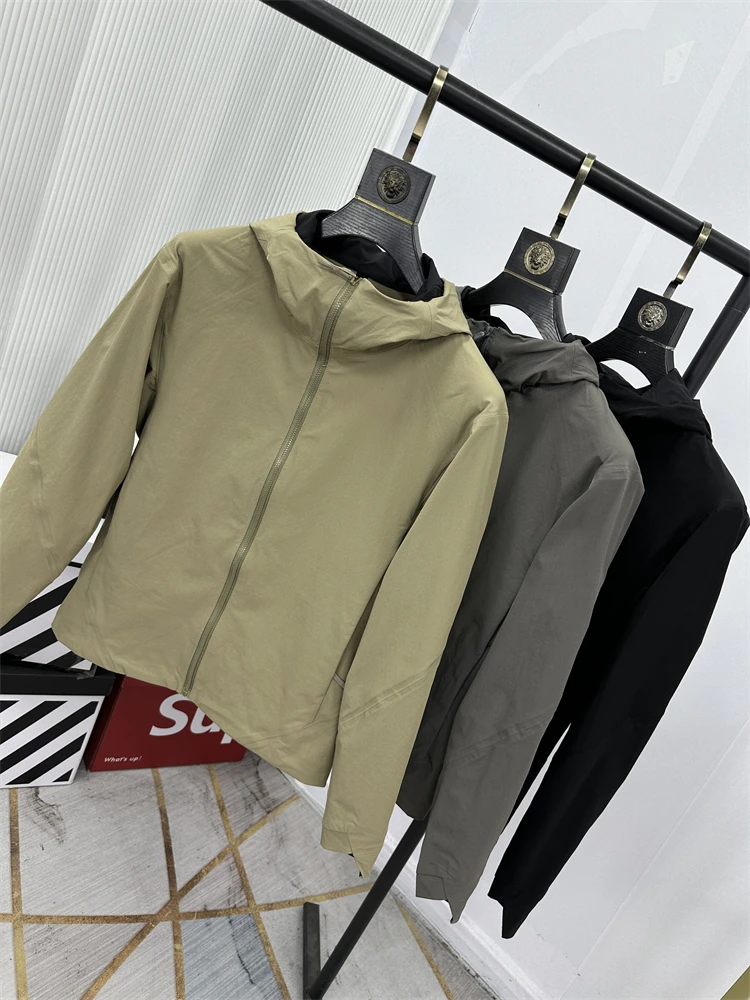 

Мужская повседневная уличная куртка с полной проклейкой швов, ветрозащитная, водоотталкивающая, эластичная, с капюшоном, весенне-летняя, легкая, на молнии