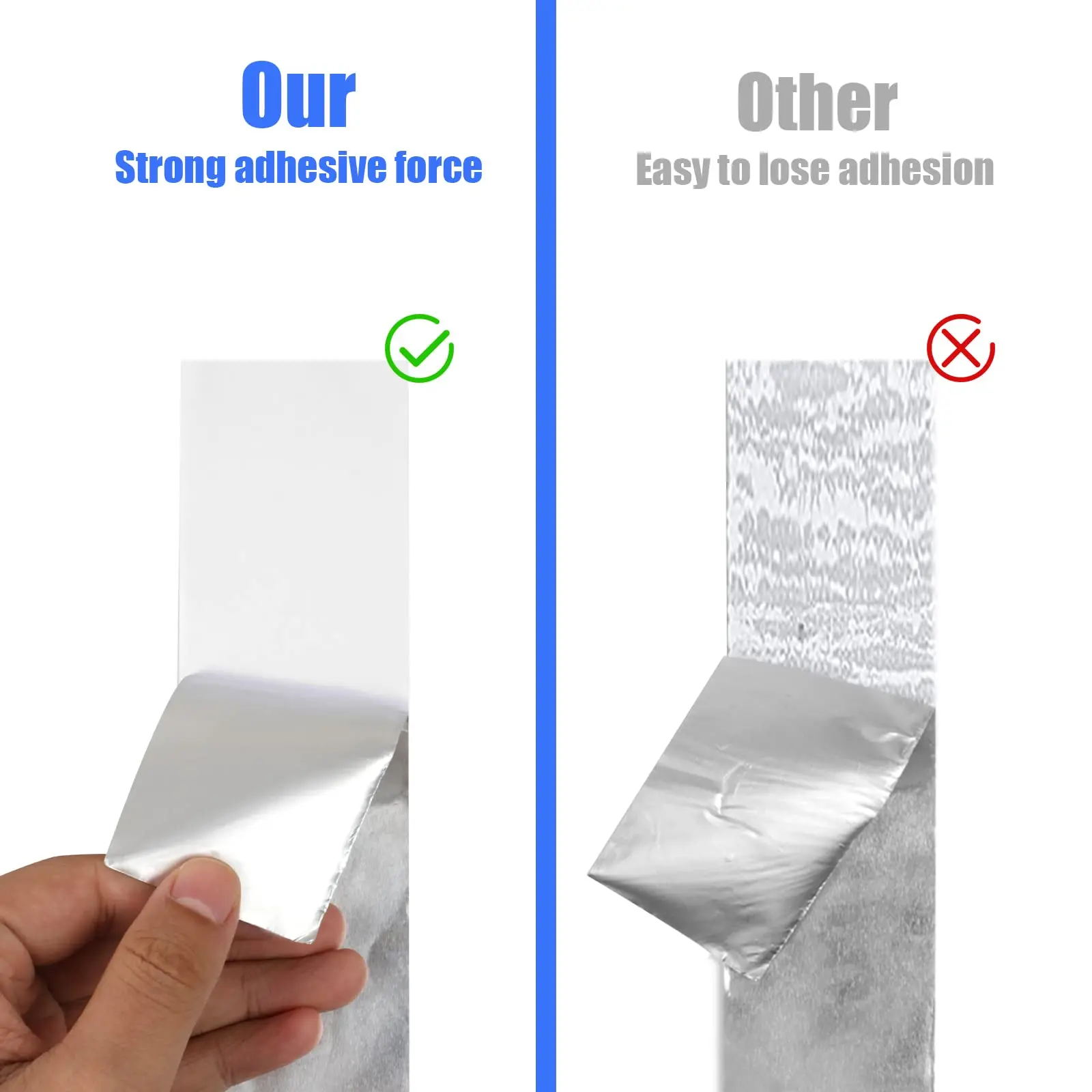 Лента из алюминиевой фольги GTSE, многоцелевая серебряная металлическая лента, клейкая уплотнительная фольга, теплоизоляционная герметичная лента