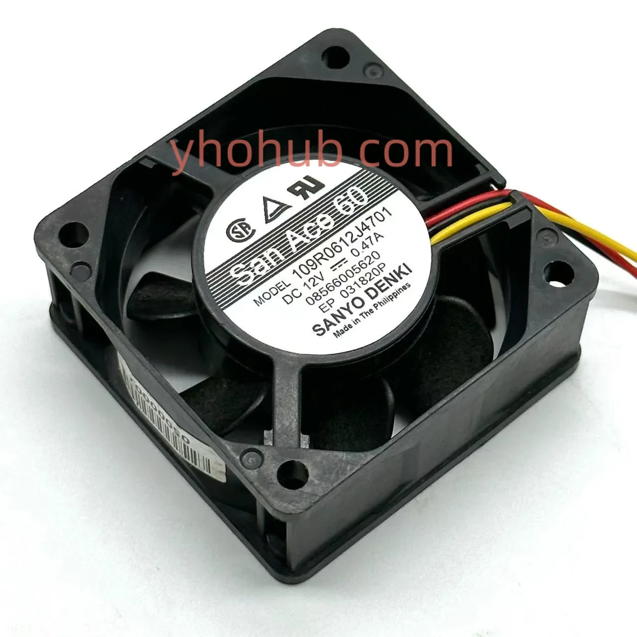 

SANYO DENKI 109R0612J4701 DC 12V 0.47A 60x60x25mm 3-Wire Server Cooling Fan