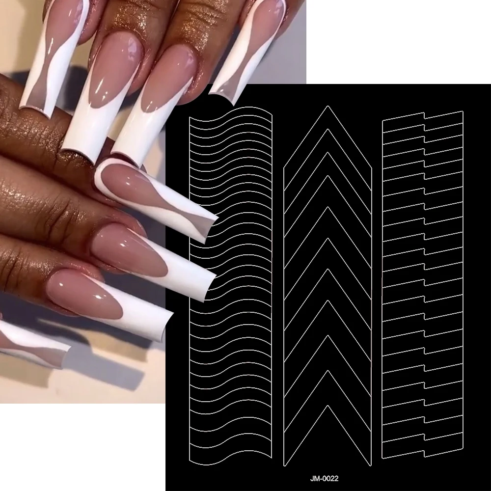 1 st 9 stijl Hollow Out Franse Nail Art Sticker 3D Zelfklevende Franse Airbrush Nail Gidsen Decal DIY Elegante Franse Manicur ﻿ ﻿ ﻿ ﻿ ﻿