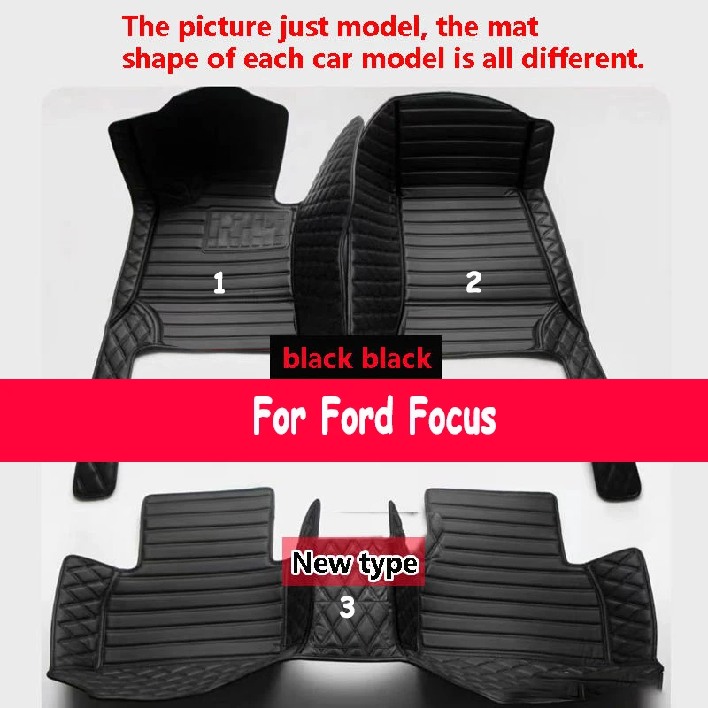 

Car Floor Mats For Ford Focus 2 2006 2008 2009 2010 2011 Custom Waterproof Leather Interior Details Foot Pad Carpets Accessories