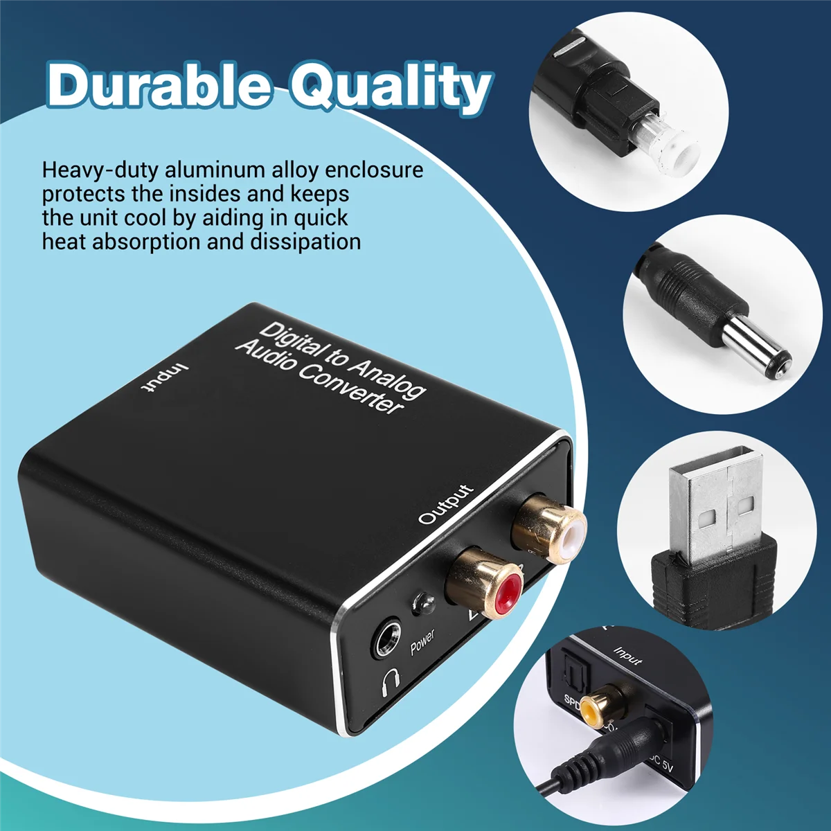 Digital to Analog Audio Converter,DAC Digital SPDIF Optical to Analog L/R RCA & 3.5Mm AUX Stereo Audio Adapter