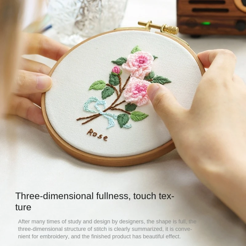 1 Set Beginner's Embroidery Kit with Hoop, Complete DIY Pack for Crafting, Unique Floral Patterns Designs, Embroidery Gifts