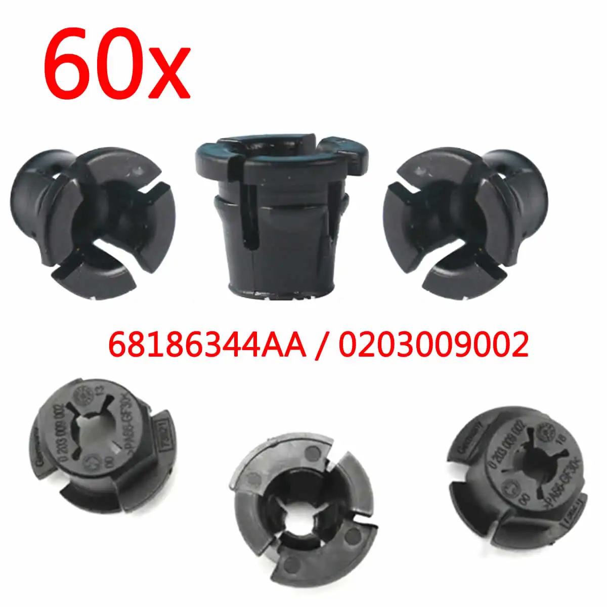 60x Clips de Soporte para Unidad de Control de Radar ACC Distronik para Coche 0203009002 PA66GF30 39R13537 0203303130 68186344AA 68186439AA