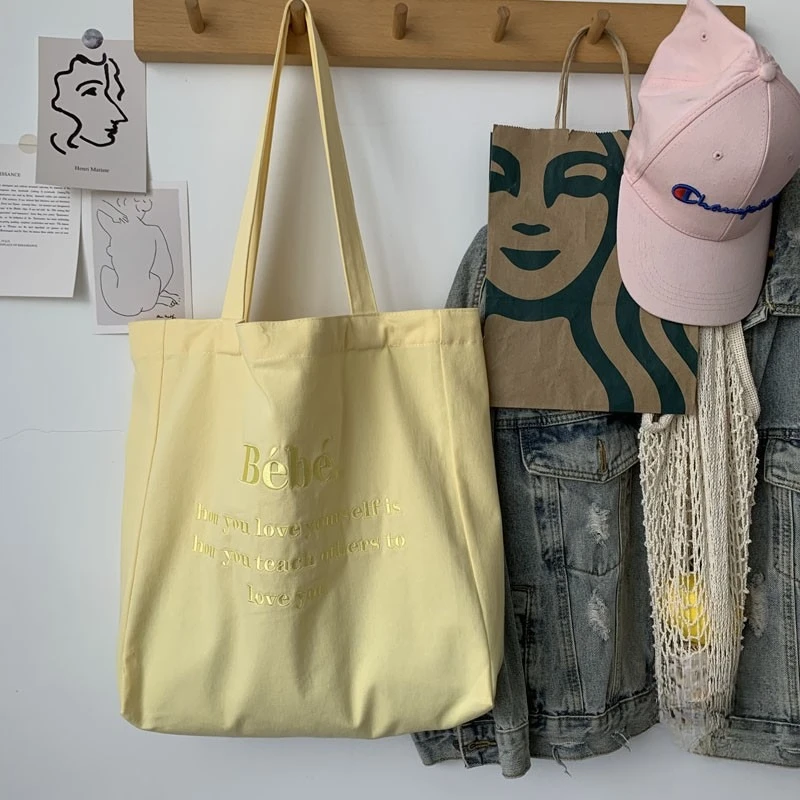 Простая студенческая сумка на одно плечо в литературном стиле с вышивкой в корейском стиле, повседневная холщовая женская сумка большой вместительности