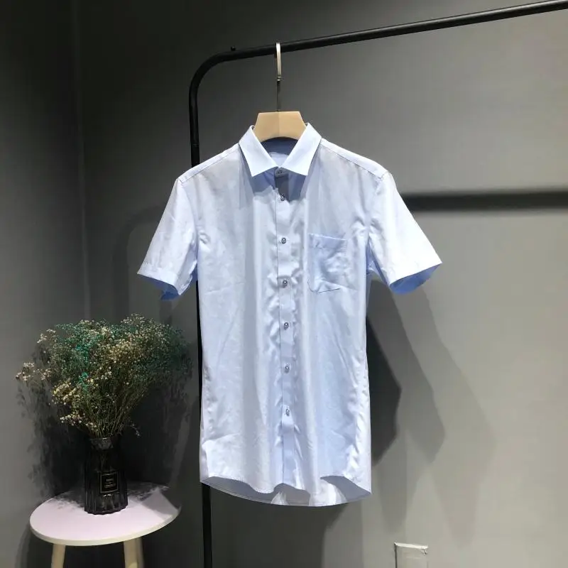 

Faionable Men's ort Sve irt Floral Embroidery Smooth Comfortable Skin-friendly Heavyweight Classic Collar Summer Wear