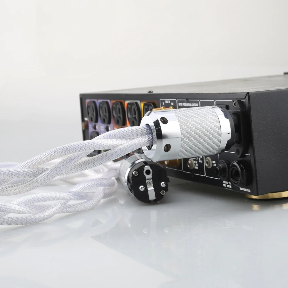 HIFI A58 OCC سلك طاقة مطلي بالفضة الولايات المتحدة والاتحاد الأوروبي والاتحاد الأفريقي والمملكة المتحدة التيار المتناوب اوديوفيلي كابل الطاقة لمرشح مكبر للصوت DAC