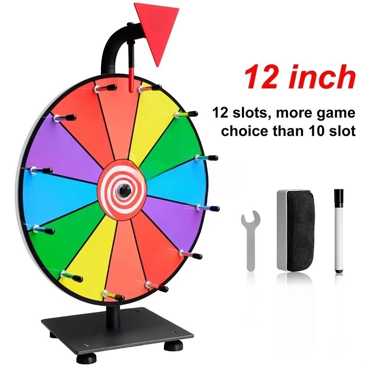 12 Inch Sports & Entertainment Dry Wipe Lucky Draw Wheel Roulette Lottery Prize Wheel Fortune Spinner