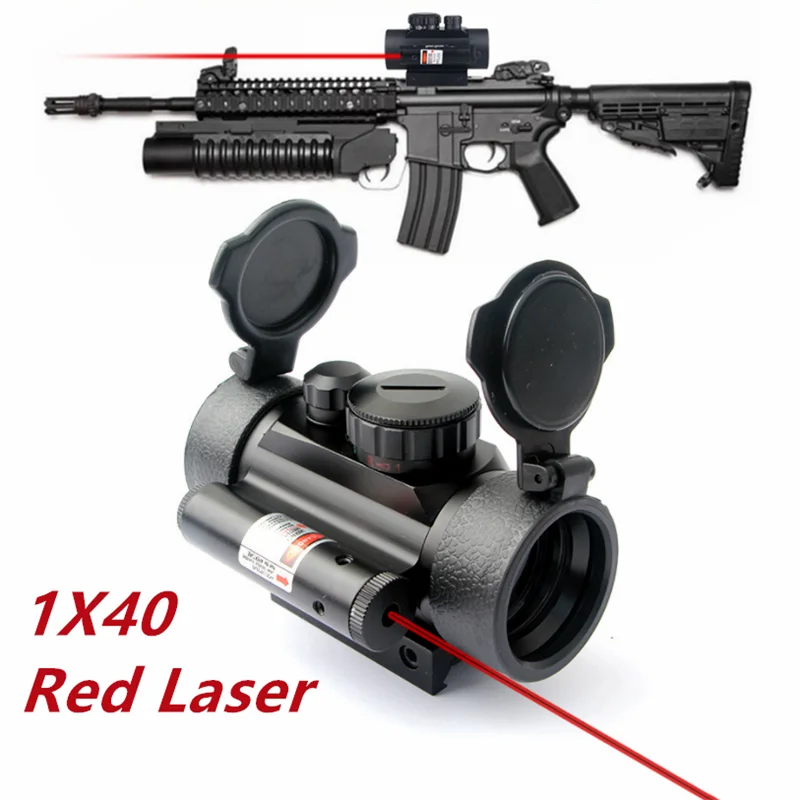 1X40 RDL Red Green Dot Sight With Red Laser Airsoft Hunting Scope Optics Point Sight for 20mm Guide Rail Air Rifle Pistol Mount