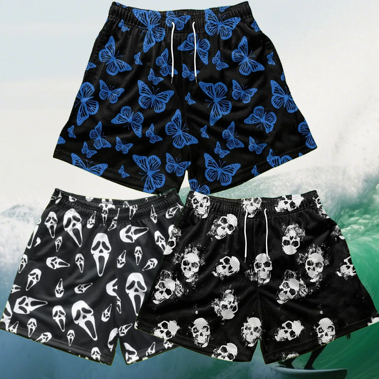 

Мужские популярные быстросохнущие дышащие шорты для фитнеса, бега, серфинга, шорты для езды на мотоцикле, свободные повседневные пляжные шорты