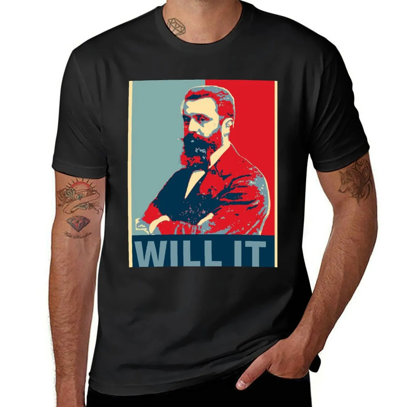 

Theodore Herzl Hope Poster T-Shirt summer clothes customs design your own summer tops Men's clothing