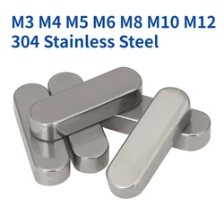 M3 M4 M5 M6 M8 M10 M12 304 Stainless Steel Parallel Keys Pin GB1096 A Type Square Rectangular Keys Dowel Drive Shaft Round Ends
