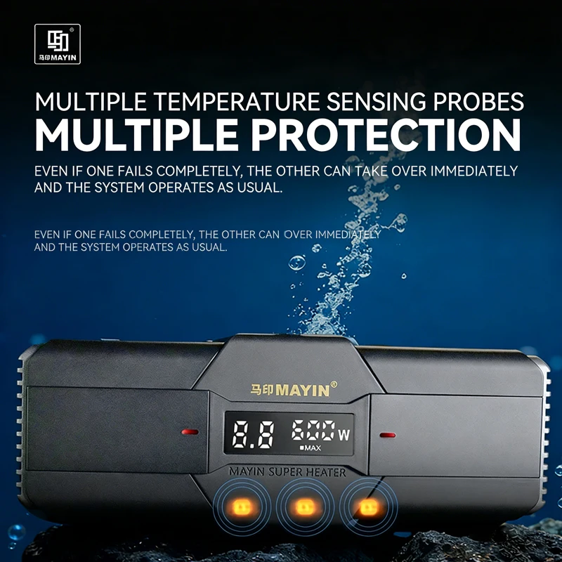 MaYin Transverse Titanium Aquarium Heater with Frequency Conversion and Dual Drive Precise Temperature Control for Fish Tanks
