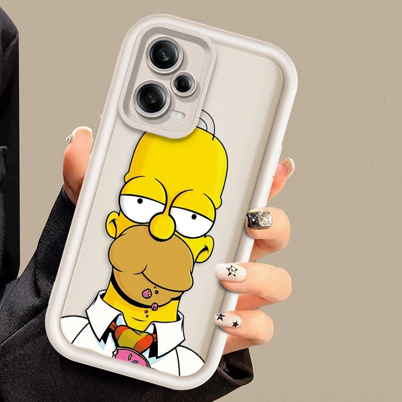 Disney Homer Simpson For Xiaomi Redmi Note 12 11 10 9 8 7 K50 40 30 20 12C 12 10A 9A 9C Pro 5G 4G Soft Eye Ladder Phone Case