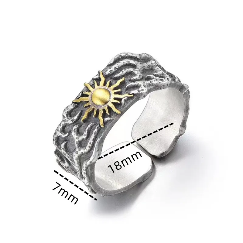 Yungqi Vintage Sun Rings For Women Anti Stress Anxiety Fidget Sun Star Ring Party Aesthetic Jewelry Gift Bijoux Femme