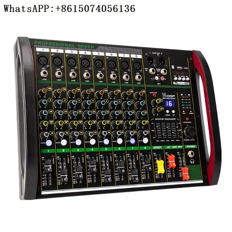 Hot selling same model, eight way 99 reverberation effect five stage equalizer portable outdoor home mixer