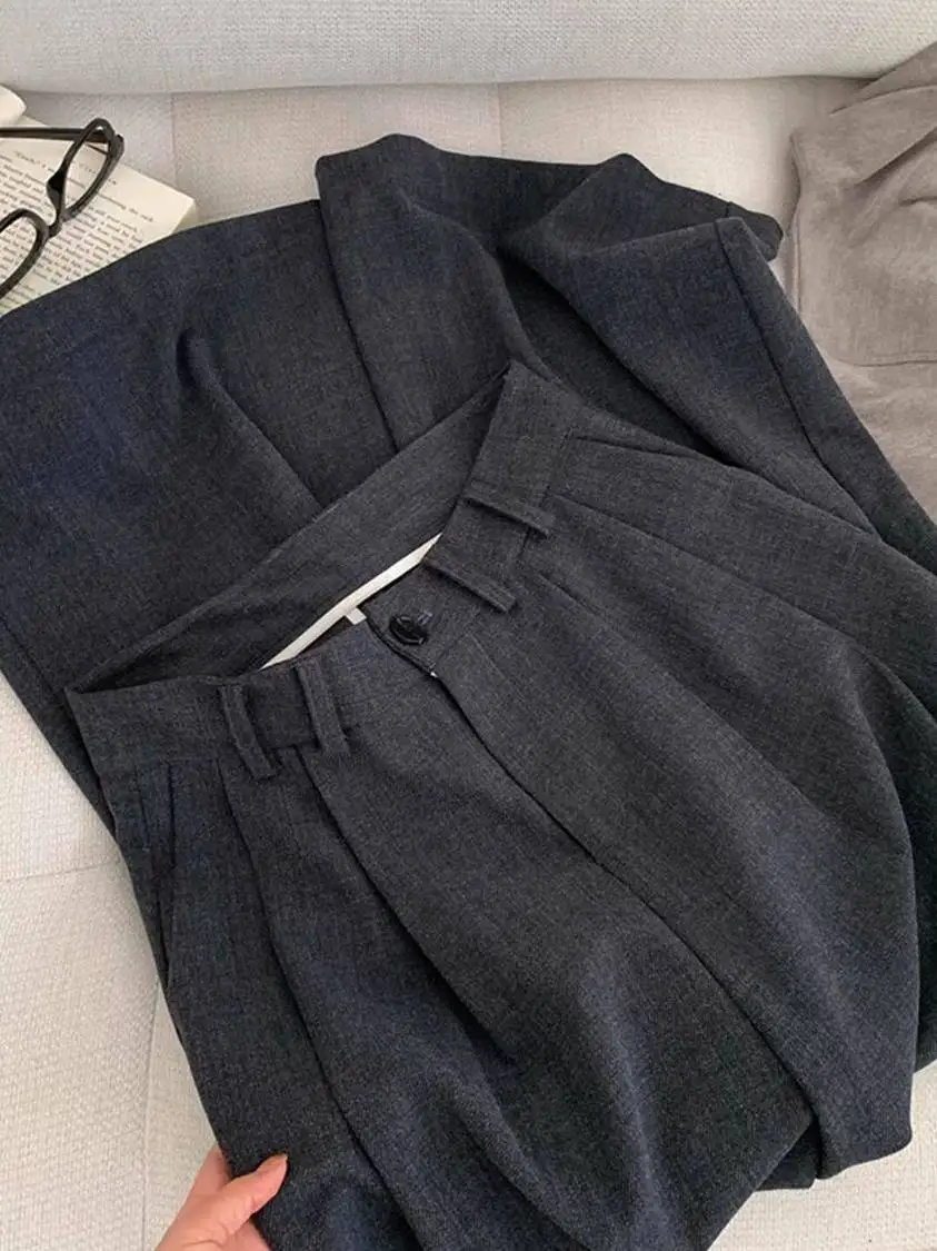 

High Waist plus Size Suit Pants Women's Elegant Slimming Summer Loose High-End Elastic Wide Leg Pants Casual Straight Cut