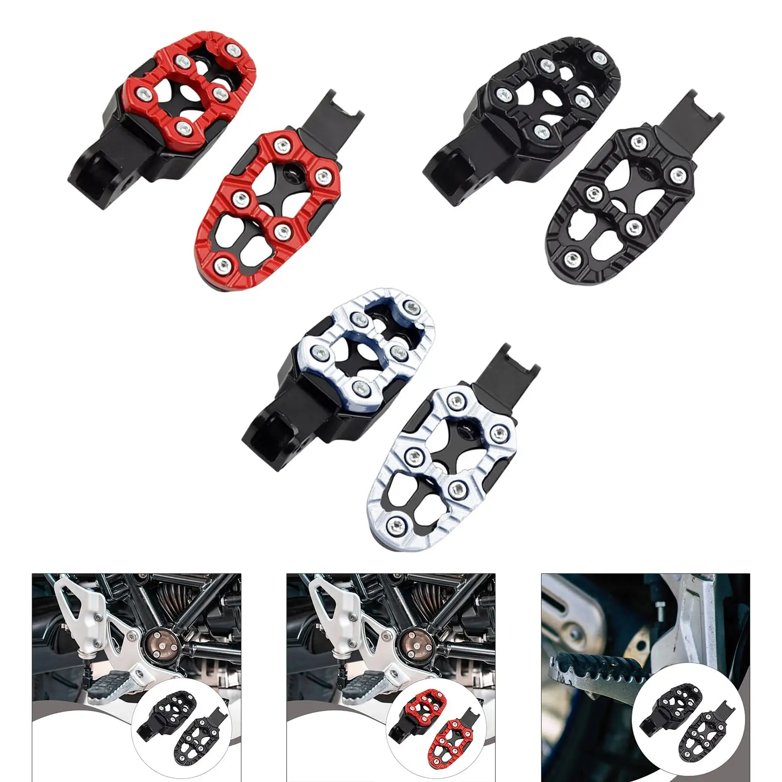 Generic دراجة نارية أوتاد القدم تعديل سهلة التركيب سبائك الألومنيوم تنوعا دراجة نارية مساند القدم دواسات القدم مساند القدم