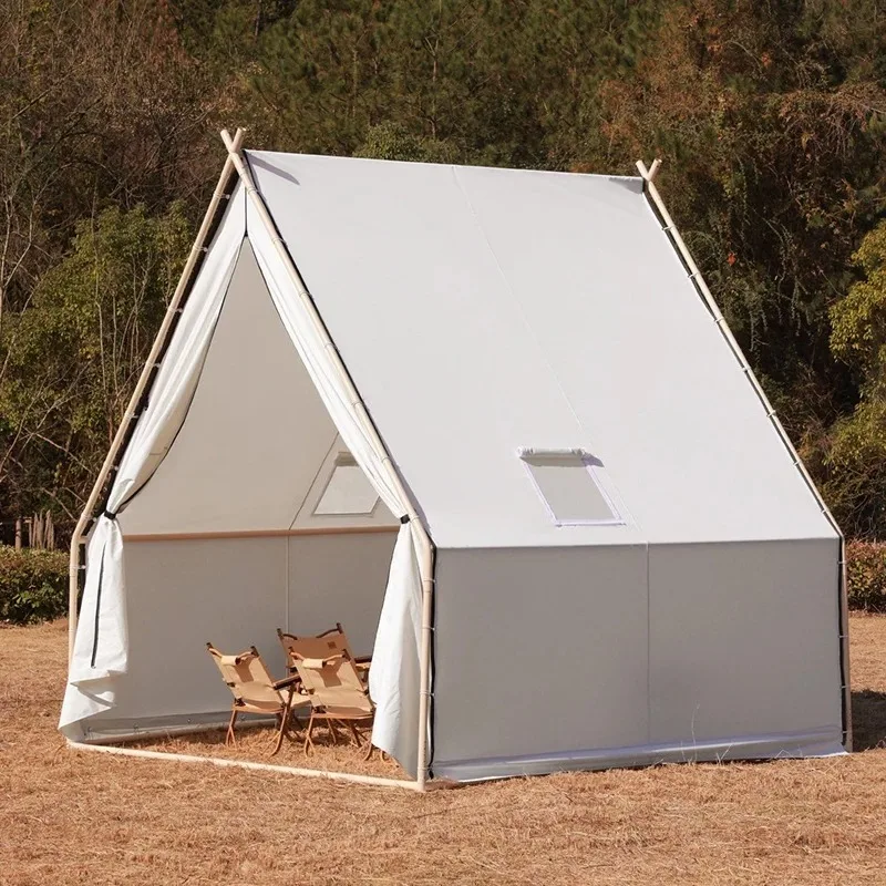 Large Triangle Camping Tent Waterproof Glamping Shelter Heavy Duty Outdoor A-Frame Canopy for Restaurant BBQ Area Resort Use