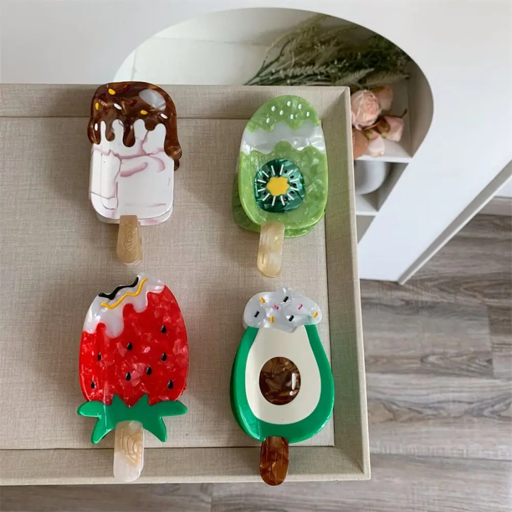 

Creative Cute Ice Cream Shark Clip Acetic Acid Summer Fruit Series Hair Claw Colorful Sweet Delicious Food Claw Clip Daily