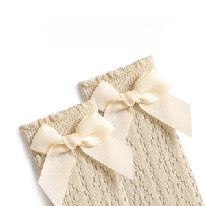 Summer Baby Girls Calcetines para niños pequeños Bow Long Kids Kiña de algodón suave de algodón suave Calcetines de encaje de estilo español 8 mejores ventas 8ight - №6