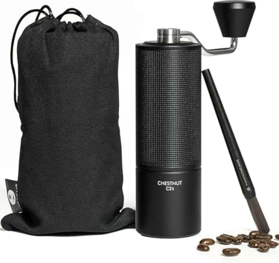 

Manual Coffee Grinder with Stainless Steel Burr, Adjustable Coarseness, Easy to Clean and Carry for French Press