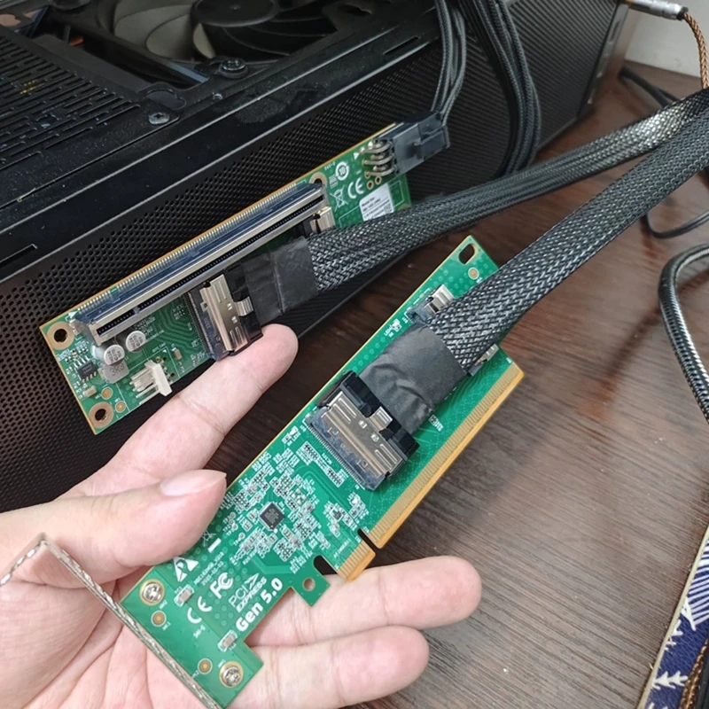 

Объединительная плата расширения PCle 5.0 MCIO X16 / X8, двойная разделенная карта MCIO, видеокарта графического процессора, внешняя док-станция графического процессора, расширение адаптера расширения