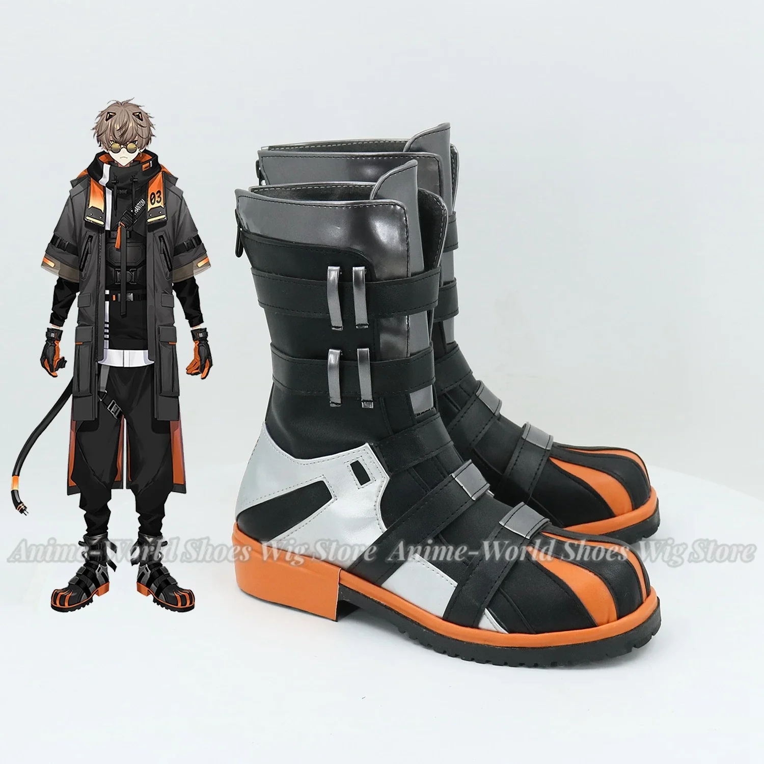 Anime VTuber Alban Knox Cosplay Boots Shoes Custom Size NIJISANJI VTuber Cosplay Fancy Party Boots For Women Men Cosplay Wig