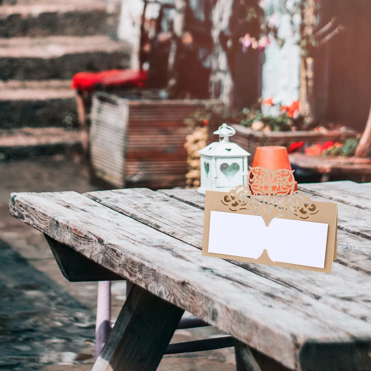 

24Pcs Laser Cut Name Place Cards Beige Golden Large Wedding Party Table Decoration Elegant Butterfly Paper Seat Cards