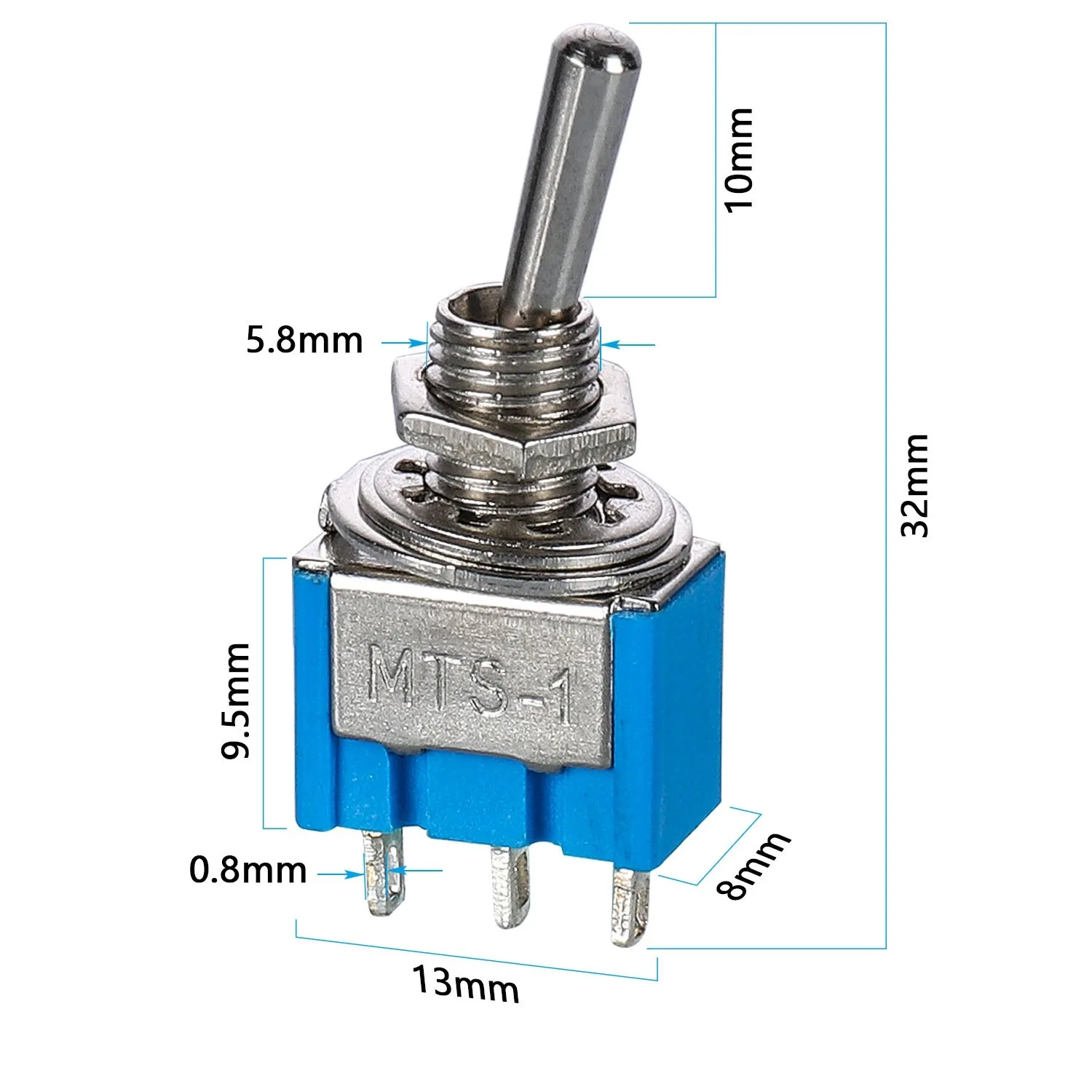 Set da 20 pezzi Mini 6A 125V MTS-1 1P 3 Contatto interruttore a levetta di alimentazione a 3 posizioni