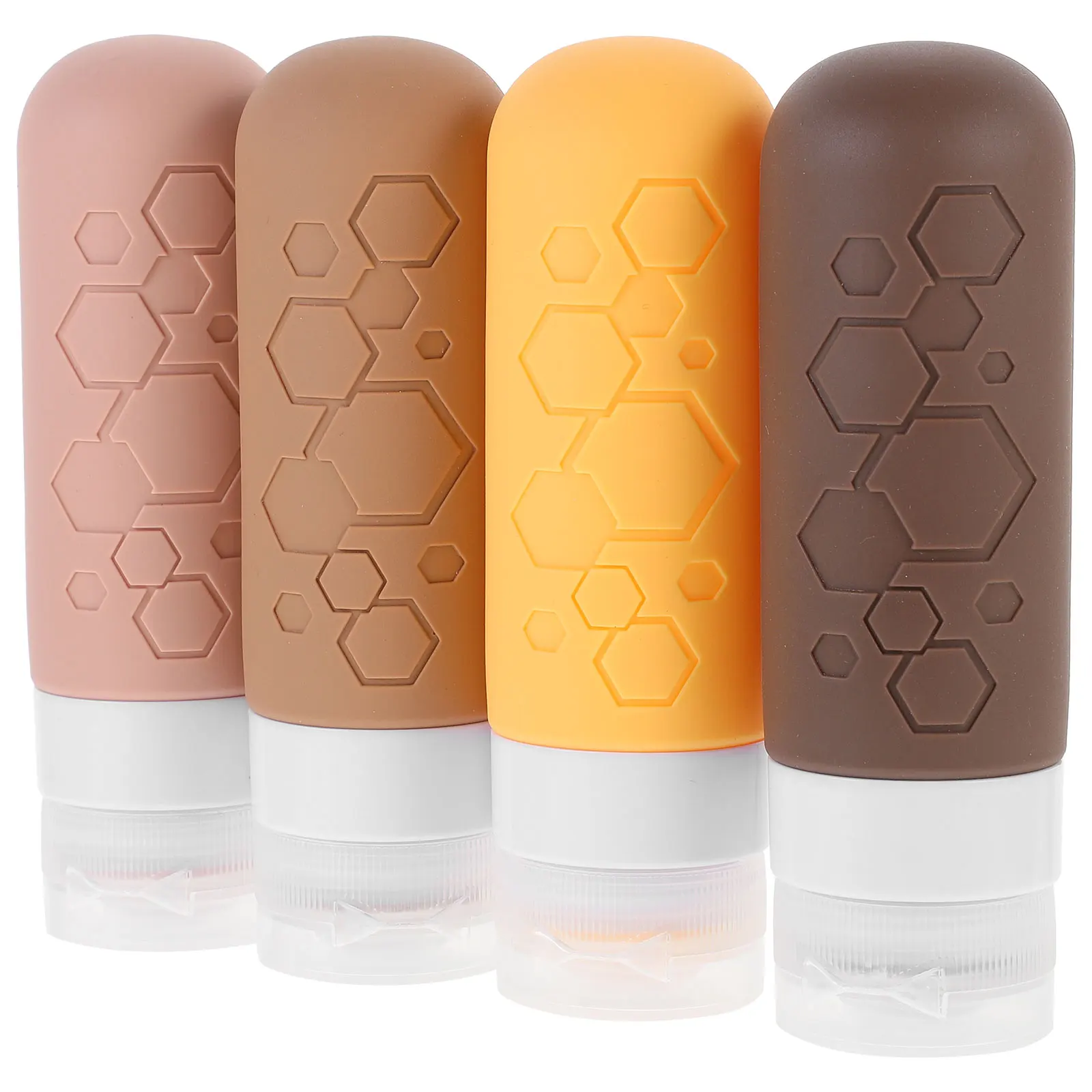 Ensemble de bouteilles de voyage en Silicone, compactes, anti-fuite, rechargeables, pour Lotion, shampoing, articles de toilette, conteneurs portables et légers, 4 pièces