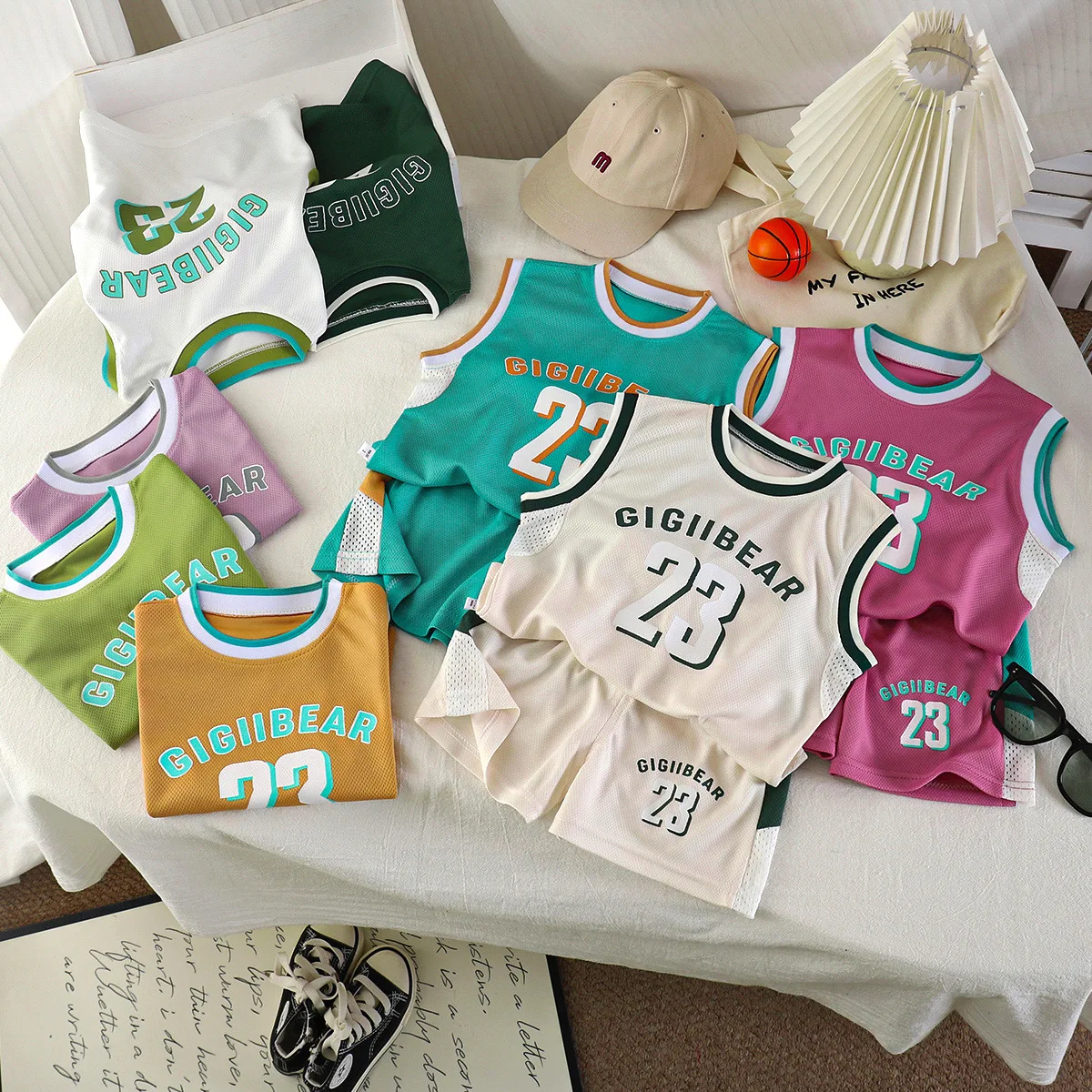Children's summer vest sports two-piece set baby quick-drying clothes foreign style casual boys sleeveless thin jersey set
