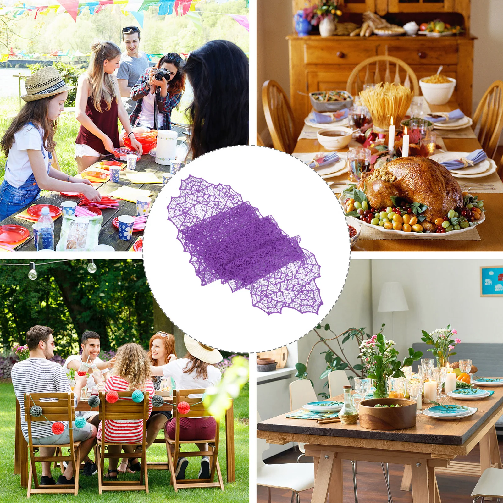 Web Lace Runner Halloween Decor Dining Room Halloween Lace Table Runner Buffet Fireplace Table Cover Protection Purple