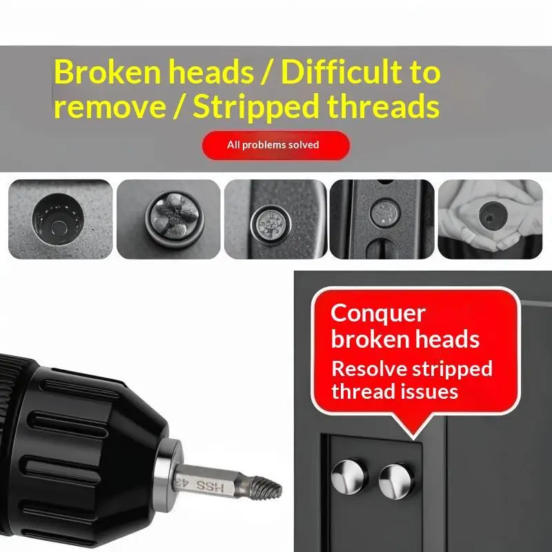 5Pcs Screw Extractor Set Broken Damaged Bolt Remover Double Ended Drill Bit Tool Kit For Stripped Rust Screw Removal