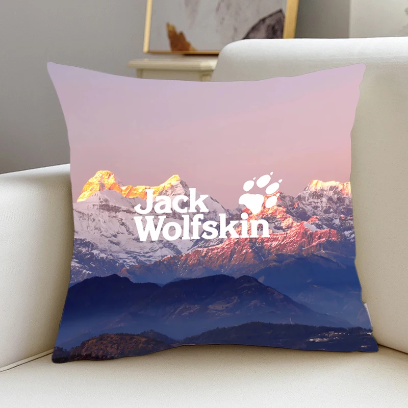 Pillowcase Throw Pillow Cushion Covers Home Living Room Sofa Couch Seat Jack Wolfskin Outdoor sports brand logo tide Decor 40x40