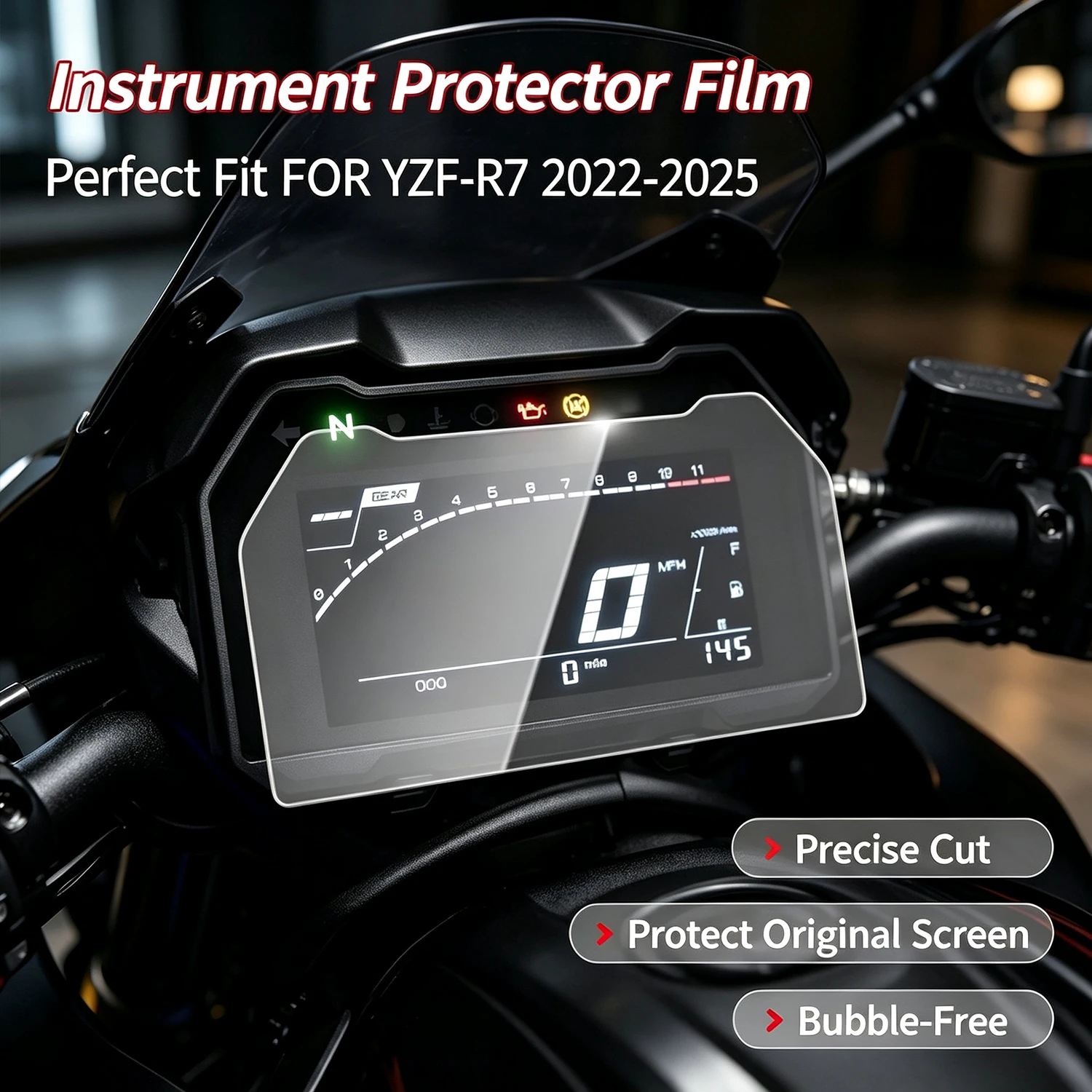 For Yamaha YZF-R7 2022-2025 Motorcycle Meter Protective Film Nano Anti-Glare High Definition Scratches Resistant Easy Install
