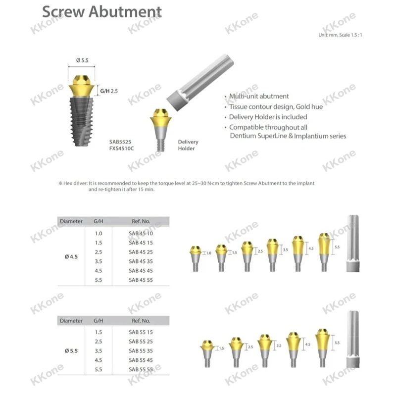 New 10 Sets Dental Implant Multi - unit Abutment Fit for Dentium System Dental Clinic Accessory Abutment de múltiples unidades
