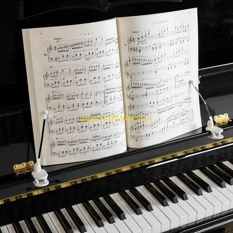 R53E Piano Score Press Nonslip Clip Piano Music Book Clip Adjustable Piano Page Holder for Music Stand Easy to Install