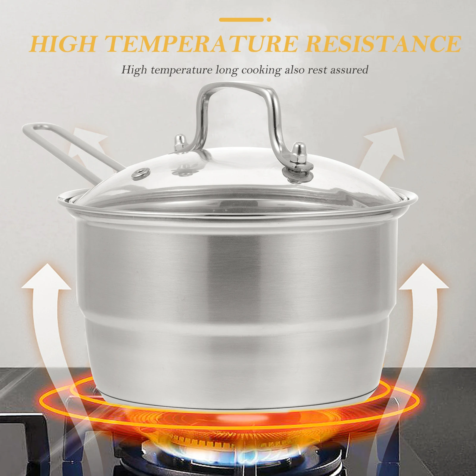 

Stainless Steel Milk Pot Cooking Pan Noodle Saucepan Baby Food Container Heat Insulated H Non Slip Easy Hold Smooth Polished