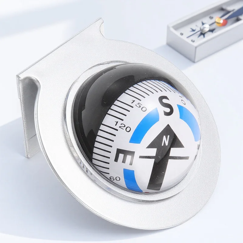 زخرفة لوحة القيادة الكروية لبوصلة السيارة بالطاقة الشمسية المدمجة للملاحة البحرية والقوارب وركوب الدراجات والمشي لمسافات طويلة ودليل توجيه السفر